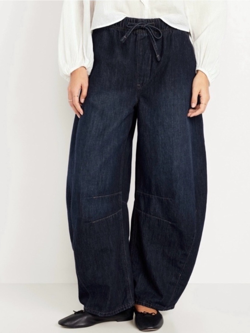 NWT Old Navy Dark Wash High-Waisted Pull-On Barrel Jeans
